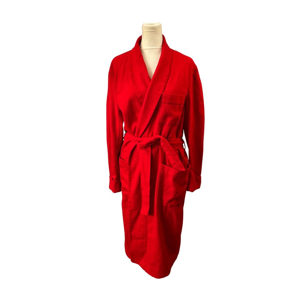 Vintage Pendleton Tomato Red 100% Virgin Wool Tie Front Robe Unisex Cabincore
